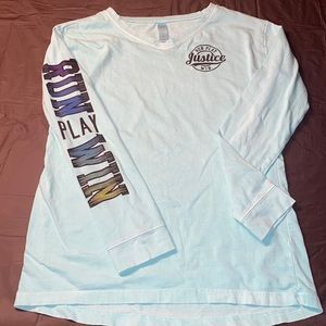 Justice kids size 14 long sleeve running v-neck t-shirt